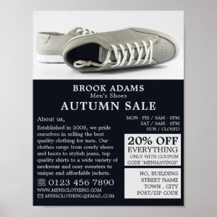 Grijze schoenen, Mannen winkel Adverteren Poster