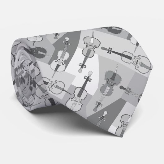 Grijze schuine cello's stropdas (Opgerold)