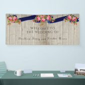 Grijze Schuur Hout Marine Blauw Roze Rose Rustieke Spandoek (Beurs)