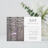 Grijze schuur Hout Violet Lavendel Bloemen Mason J RSVP Kaartje (Staand voorkant)