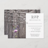 Grijze schuur Hout Violet Lavendel Bloemen Mason J RSVP Kaartje (Voorkant / Achterkant)