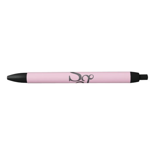 Grijze script initiële monogram roze zwarte inkt pen (Voorkant)