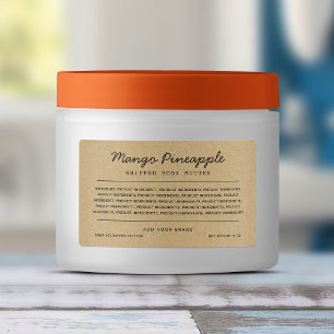 Grijze Script Lines Ingredients List Kraft Label