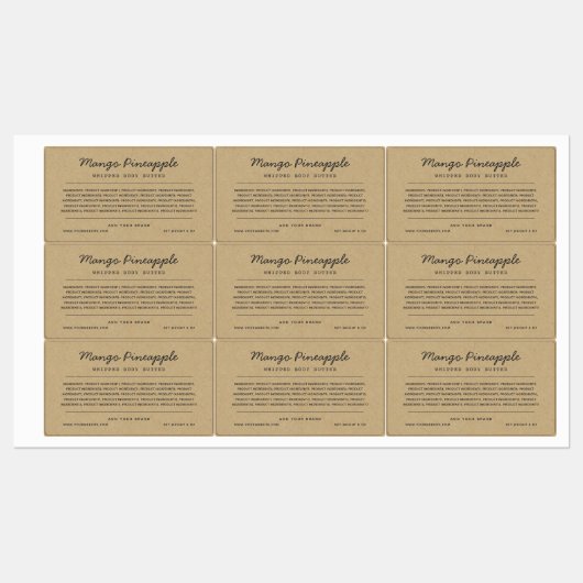 Grijze scriptregels ingrediëntenlijst Kraft-label Labels (Vel)