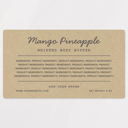 Grijze scriptregels ingrediëntenlijst Kraft-label Labels (Design 1)