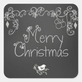 Grijze scrollers Chalkboard Holiday Star-Stickers Vierkante Sticker