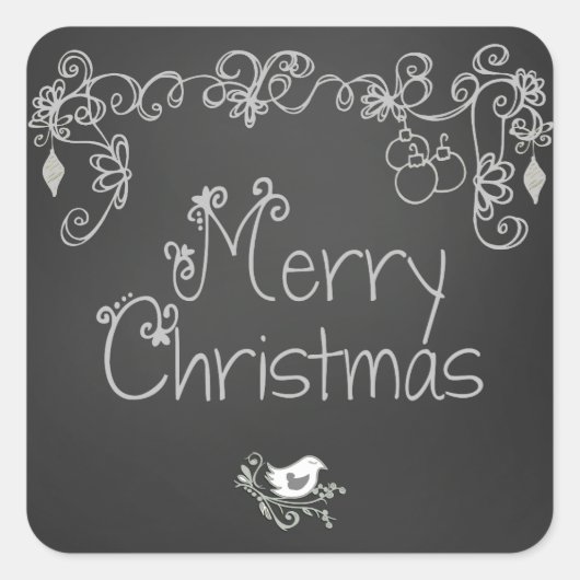 Grijze scrollers Chalkboard Holiday Star-Stickers Vierkante Sticker (Voorkant)