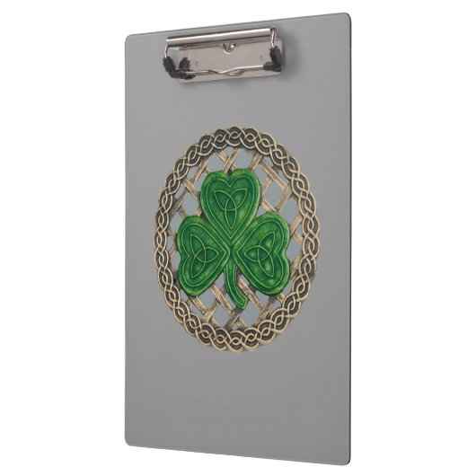 Grijze Shamrock on Celtic Knots Cliboard Klembord (Links)