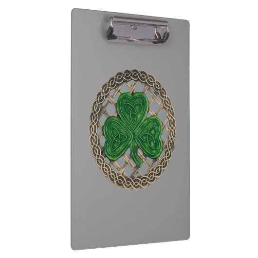 Grijze Shamrock on Celtic Knots Cliboard Klembord (Rechts)