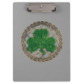 Grijze Shamrock on Celtic Knots Cliboard Klembord (Voorkant)