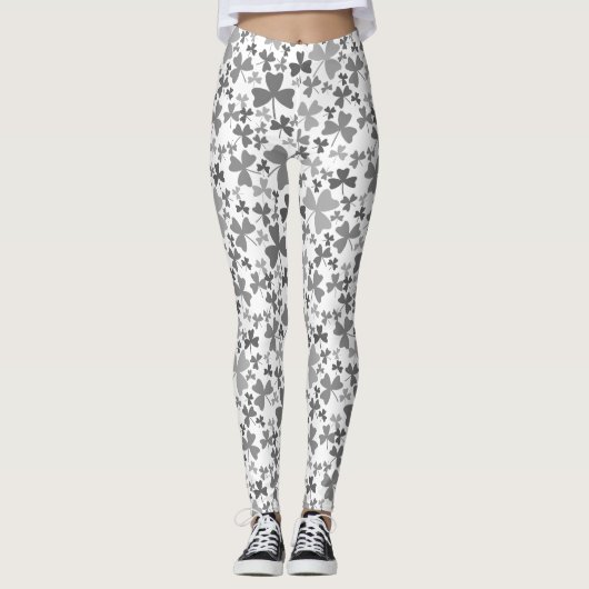 Grijze Shamrocks Leggings (Voorkant)
