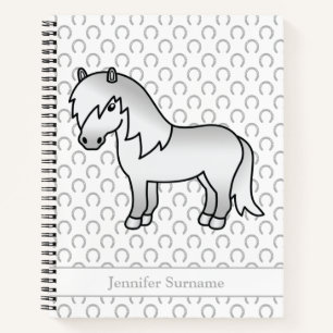 Grijze Shetlandpony Cartoonpony & aangepaste tekst Notitieboek