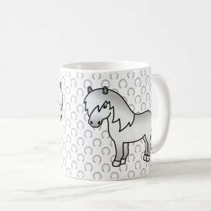 Grijze Shetlandpony Leuke Cartoon Illustratie Koffiemok