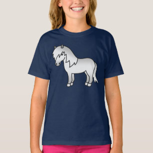 Grijze Shetlandpony Leuke Cartoon Illustratie T-shirt