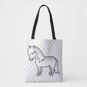 Grijze Shetlandpony Leuke Cartoon Illustratie Tote Bag
