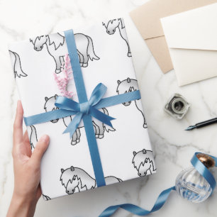 Grijze Shetlandpony Leuke Cartoonpony Patroon Cadeaupapier