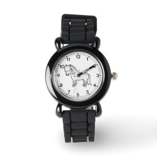 Grijze Shetlandpony Schattige Cartoon Illustratie Horloge
