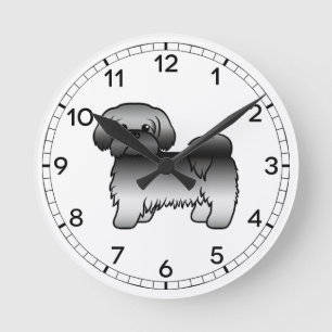 Grijze Shih Tzu Leuke Cartoonhond Illustratie Ronde Klok