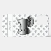 Grijze Shih Tzu Mopshond Cute Cartoon Hond & Naam Case-Mate iPhone Case (Achterkant (horizontaal))