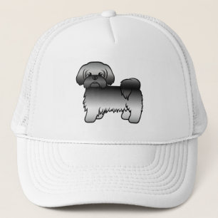 Grijze Shih Tzu Mopshond Lieve Cartoonhond Illustr Trucker Pet
