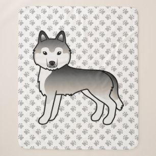 Grijze Siberische Husky Schattige Cartoon Hond Sherpa Deken