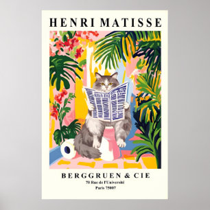Grijze Siberische kat op toiletpapier kunstprint G Poster