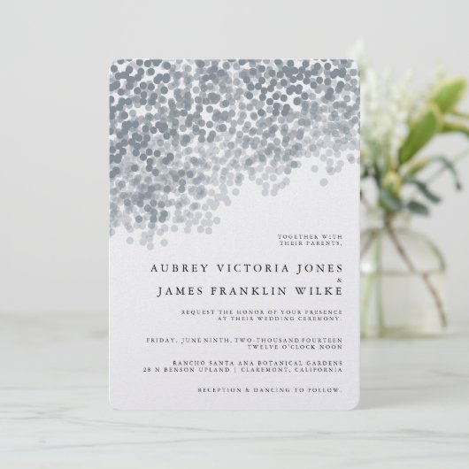 Grijze Silver Shimmer Light Shower-uitvindingen Kaart (Staand voorkant)