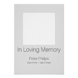 Grijze Sjabloon begrafenis bekendmaking witte gren 8,9x12,7 Uitnodiging Kaart