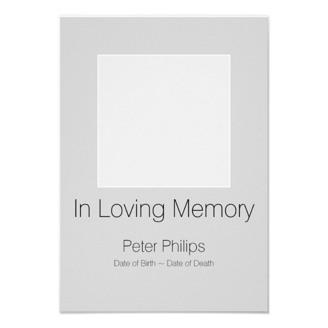 Grijze Sjabloon begrafenis bekendmaking witte gren 8,9x12,7 Uitnodiging Kaart (Voorkant)