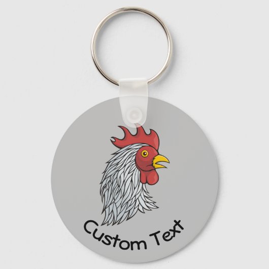 Grijze Sleutelhanger van Rooster (Voorkant)