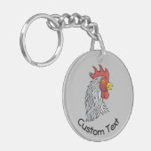 Grijze Sleutelhanger van Rooster (Voorkant Links)