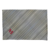 Grijze Smokey Monochromatische Strepen Monogrammed Kussensloop (Voorkant-Links)