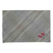 Grijze Smokey Monochromatische Strepen Monogrammed Kussensloop (Voorkant-Rechts)