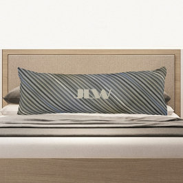 Grijze Smokey Monochromatische Strepen Monogrammed Lichaamskussen