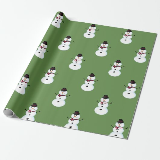 Grijze Sneeuwman Met Hoed Cadeaupapier (Uitgerold)