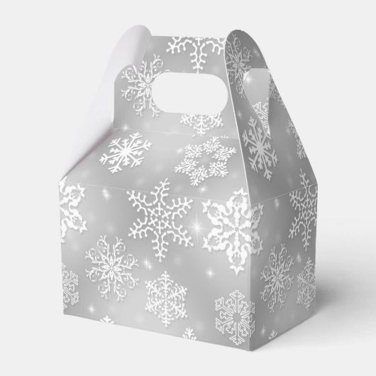 Grijze Sneeuwvlok patroon gevel gunst doos Bedankdoosjes (Voorkant Zijde)