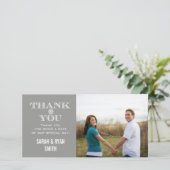 Grijze Sneeuwvlok Trouwfoto Dank u kaarten (Staand voorkant)