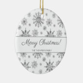 Grijze sneeuwvlokken en kerstmis met aangepaste na keramisch ornament (Rechts)