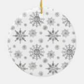 Grijze sneeuwvlokken en kerstmis met aangepaste na keramisch ornament (Achterkant)