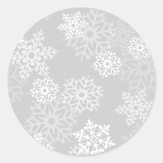 Grijze sneeuwvlokken Envelopzegel Ronde Sticker (Voorkant)
