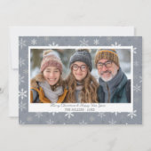  Grijze Sneeuwvlokken foto Flat Holiday Kaart (Voorkant)