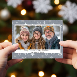  Grijze Sneeuwvlokken foto Flat Holiday Kaart