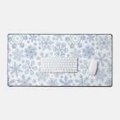 Grijze sneeuwvlokken op gebroken wit bureaumat (Keyboard & Muis)