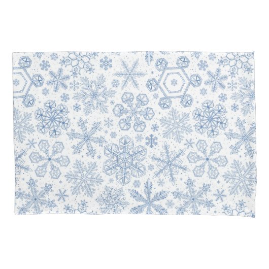 Grijze sneeuwvlokken op gebroken wit kussensloop (Voorkant-Links)