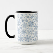 Grijze sneeuwvlokken op gebroken wit mok (Links)