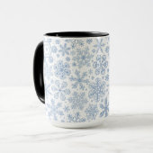 Grijze sneeuwvlokken op gebroken wit mok (Voorkant links)