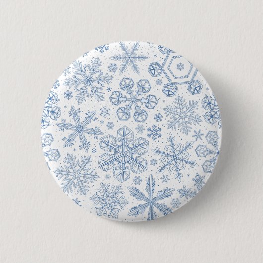 Grijze sneeuwvlokken op gebroken wit ronde button 5,7 cm (Voorkant)