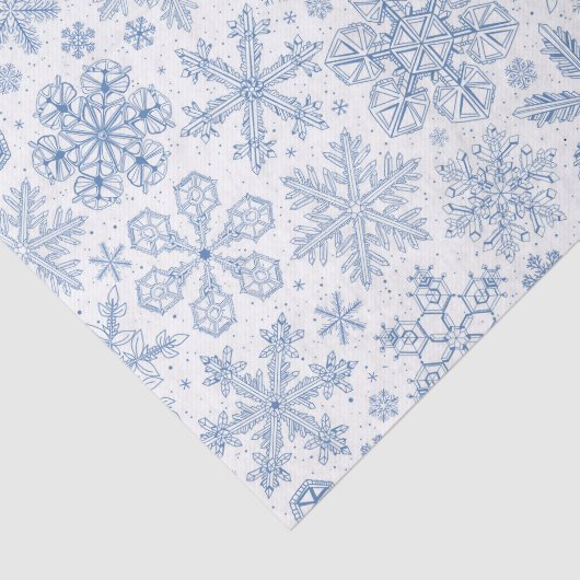 Grijze sneeuwvlokken op gebroken wit tissuepapier (Detail)