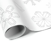 Grijze sneeuwvlokken op wit kerstpapier cadeaupapier (Rol Hoek)
