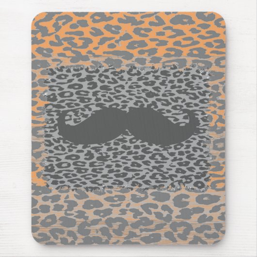 Grijze Snor en Luipaardprint Muismat (Voorkant)